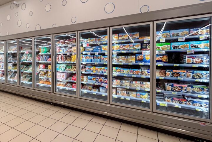 4 glass dører med ramme til fryserom for butikk, super market