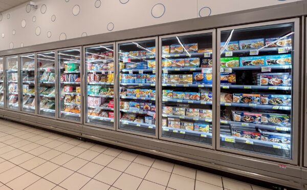 5 glass dører med ramme til fryserom for butikk, super market