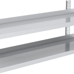 Rustfri vegghylle 140cm med 2 plan
